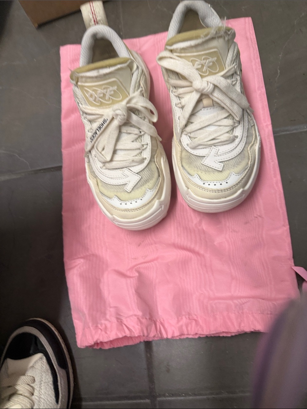 Off-White Cream and White Chunky Sneakers